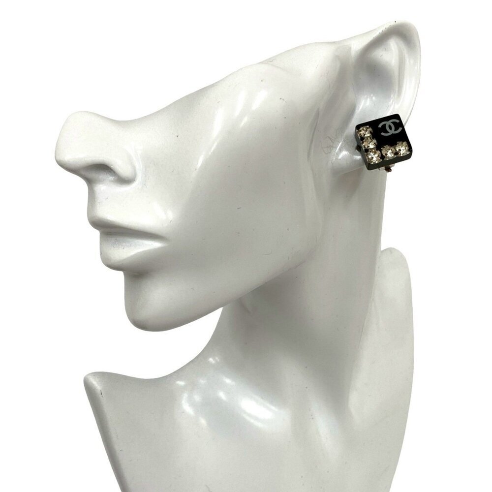 CHANEL Black Logo Earrings